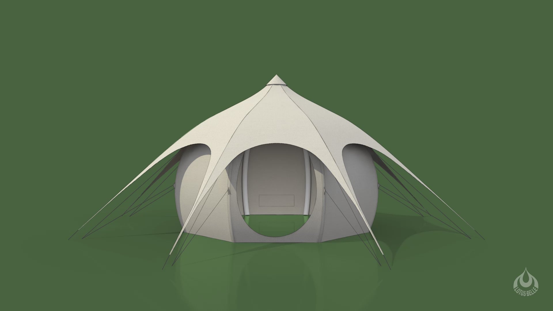 Animation of a 3m Lotus Belle Tent